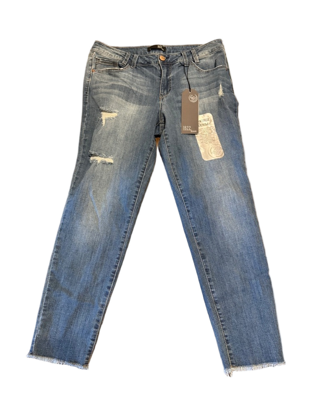 1822 Denim Skinny Distressed Ankle Cropped Jeans Size 14 NWT